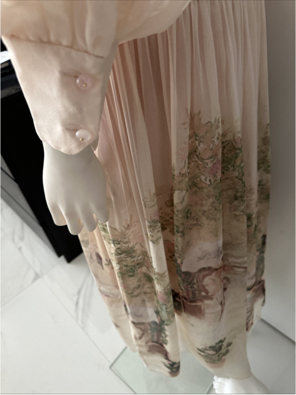 Zimmermann Belted Floral Print Chiffon Maxi Dress Powder Size 2 - Picture 10 of 16